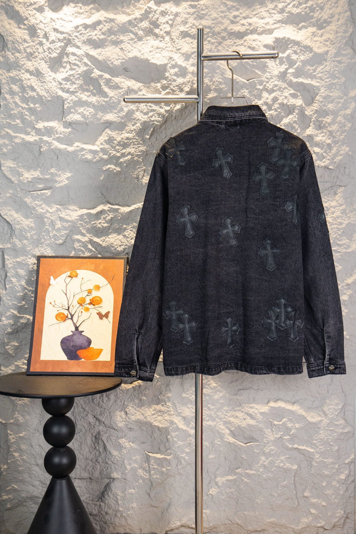 Chrome Hearts Cross Patch Denim Shirt Jacket – Washed Black