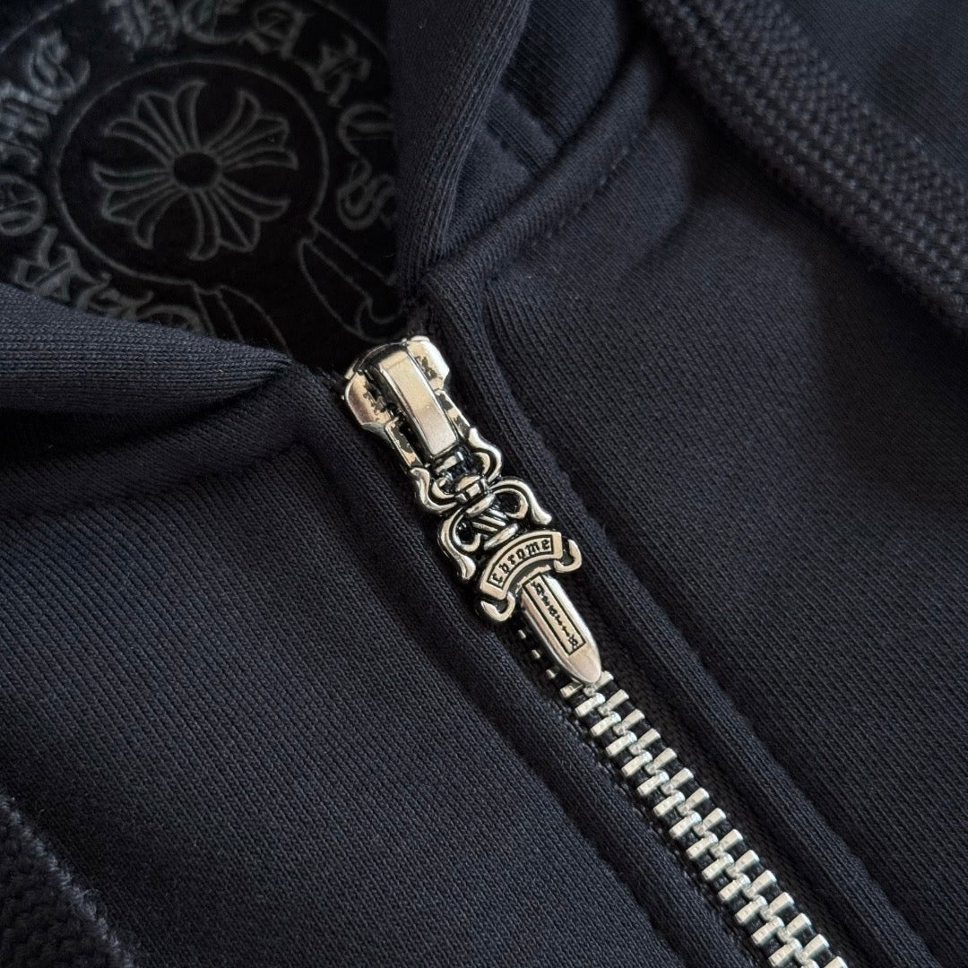 Chrome Hearts Multi-Color Horseshoe Gradient Zip-Up Hoodie – Black