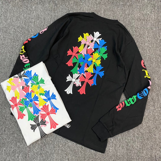Chrome Hearts Multi Color Cross Cemetery Long Sleeve T-Shirt