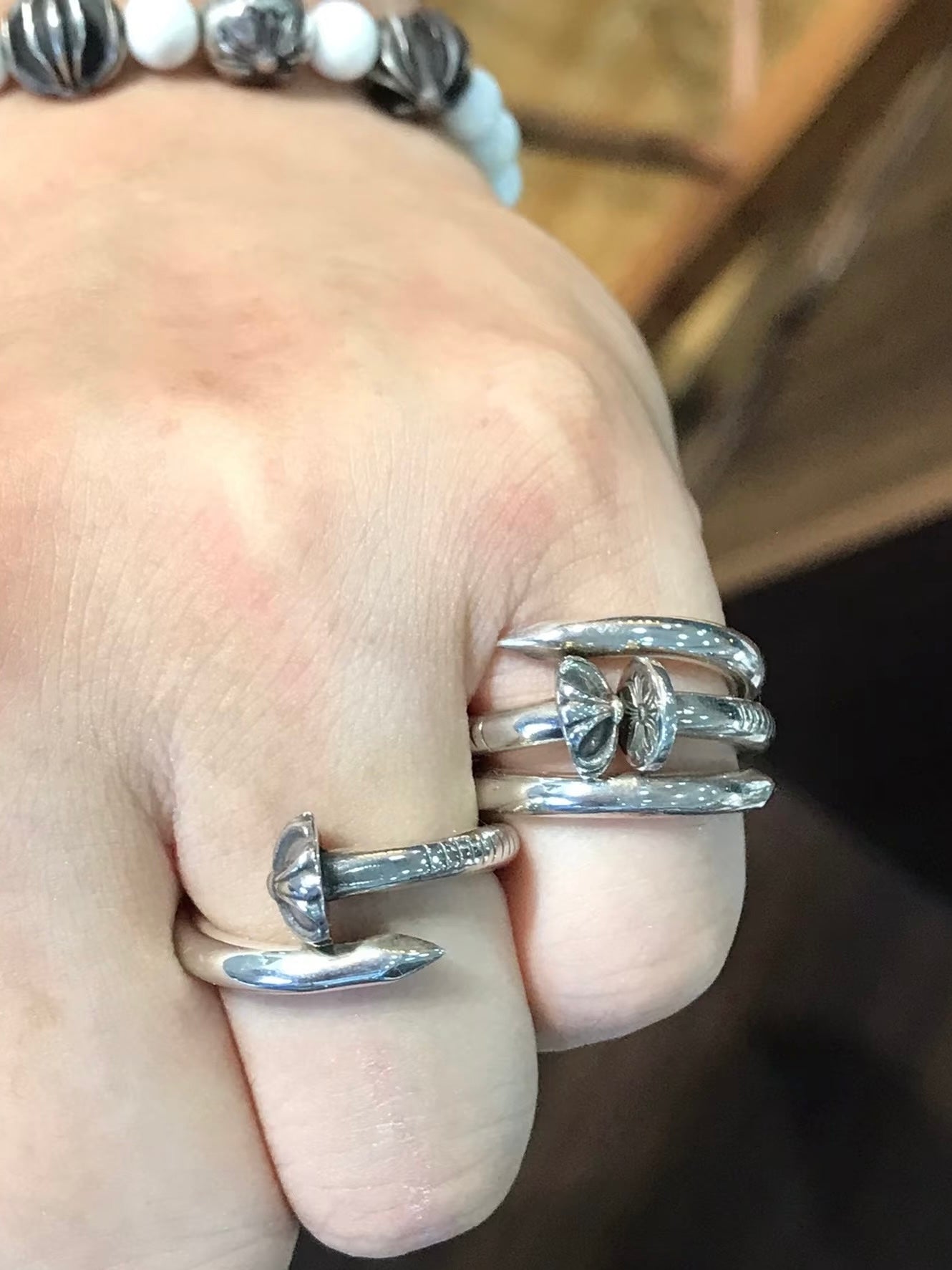 Chrome Hearts Silver CRSBALL Nail Ring