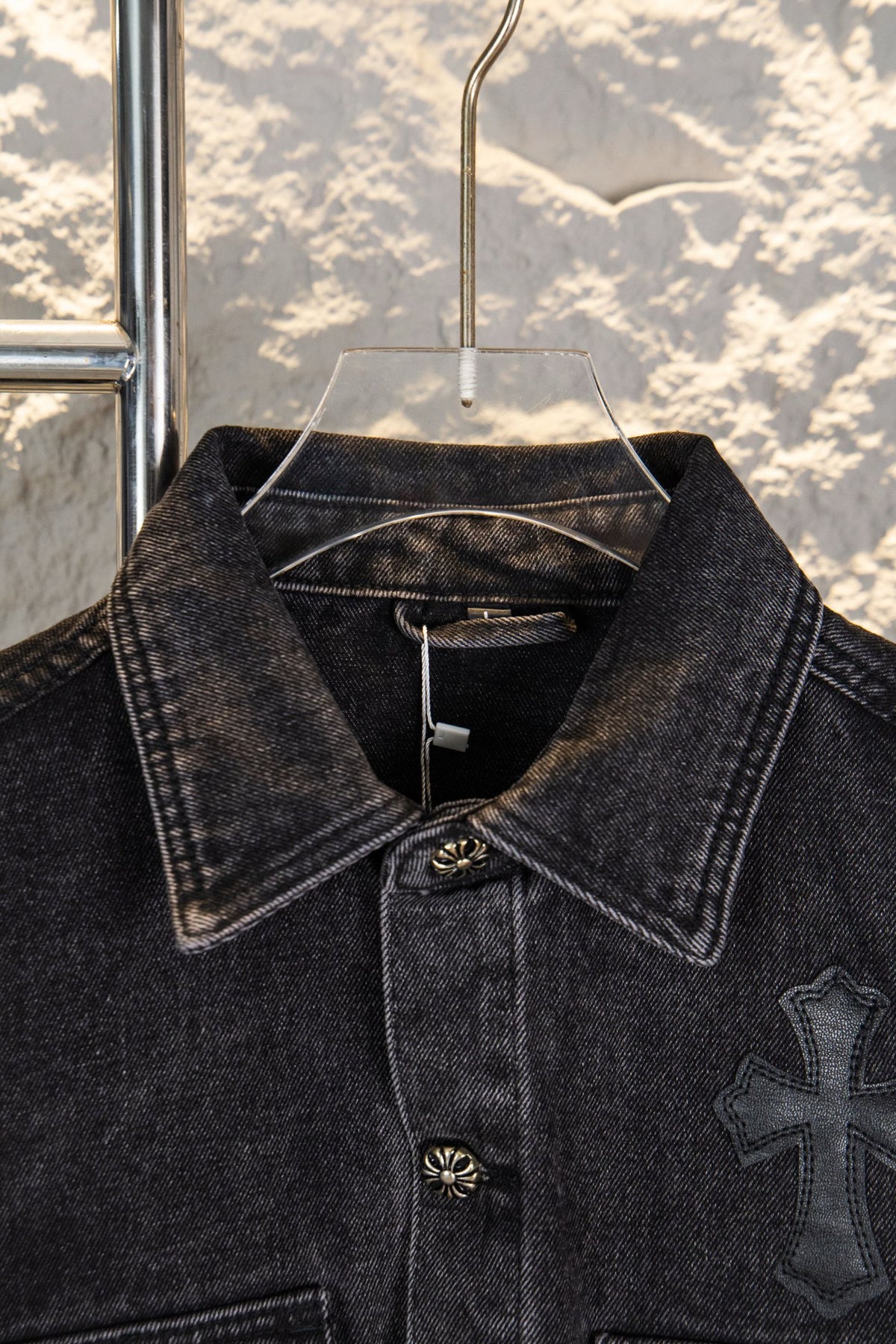 Chrome Hearts Cross Patch Denim Shirt Jacket – Washed Black