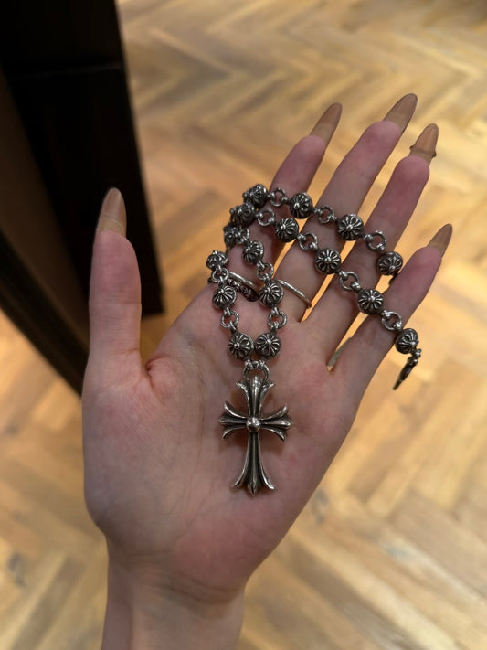 Chrome Hearts #1 Cross Ball Necklace with Small CH Cross Pendant