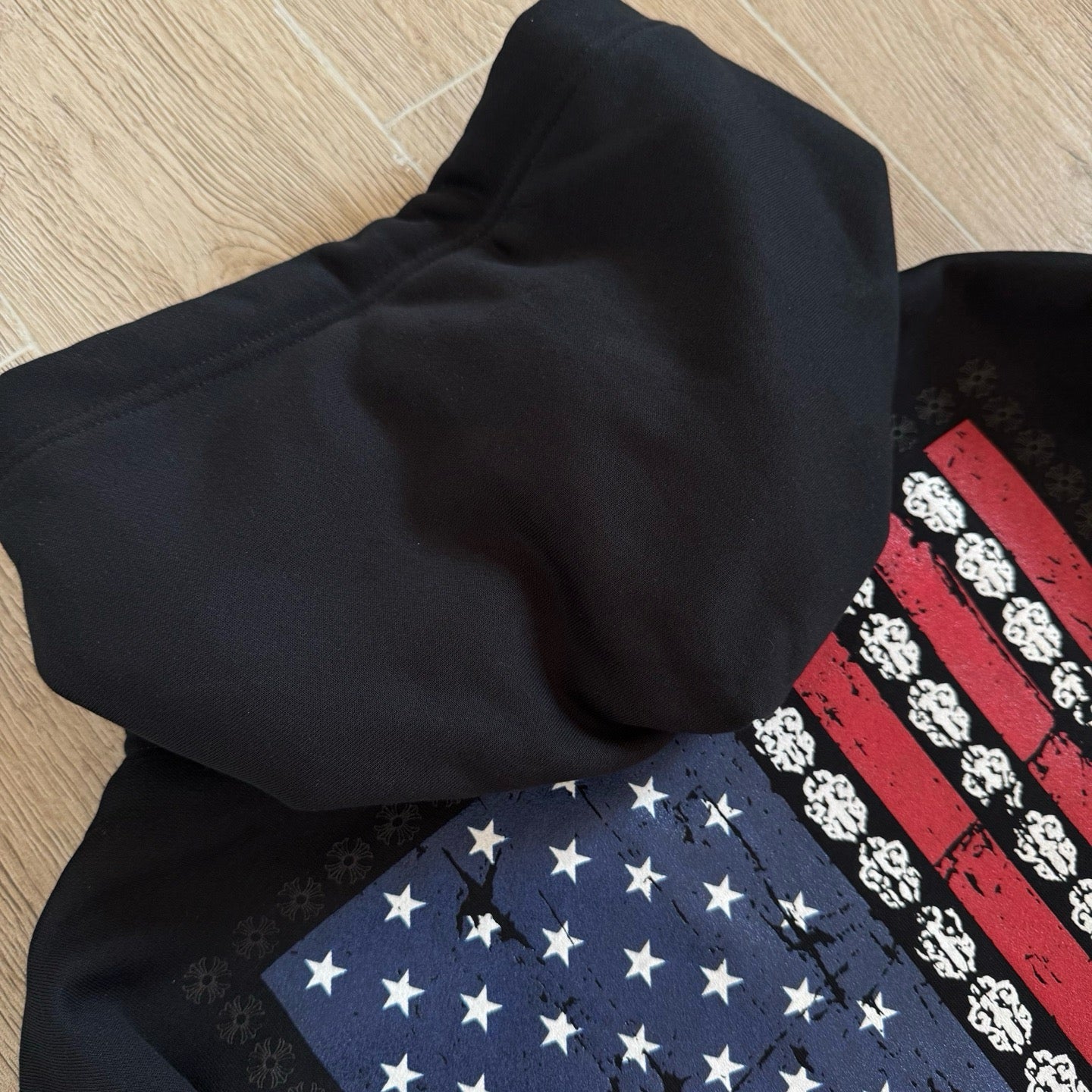 Chrome Hearts USA Flag Cross Zip-Up Hoodie – Black