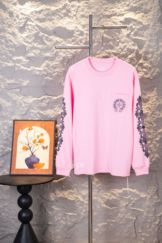 Chrome Hearts Las Vegas Horseshoe Long Sleeve Pocket T-Shirt – Pink