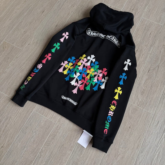Chrome Hearts Multi-Color Horseshoe Gradient Zip-Up Hoodie – Black