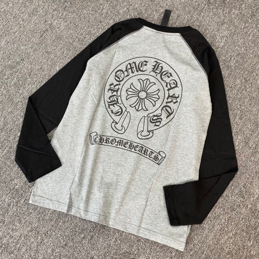 Chrome Hearts Horseshoe Long-Sleeve T-Shirt – Grey/Black