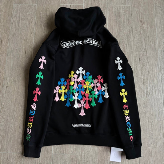 Chrome Hearts Multi-Color Horseshoe Gradient Zip-Up Hoodie – Black