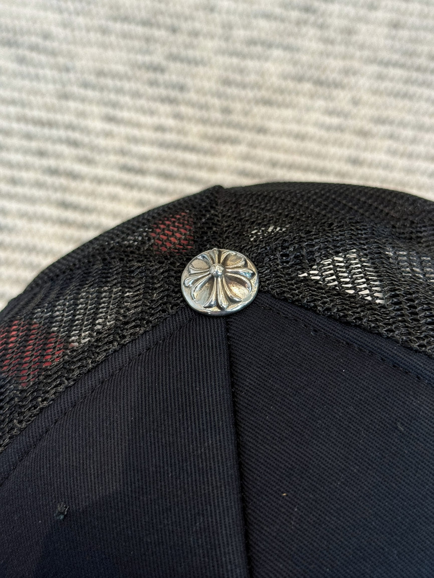 Chrome Hearts Orange Triple Cross Patch Leather Trucker Cap