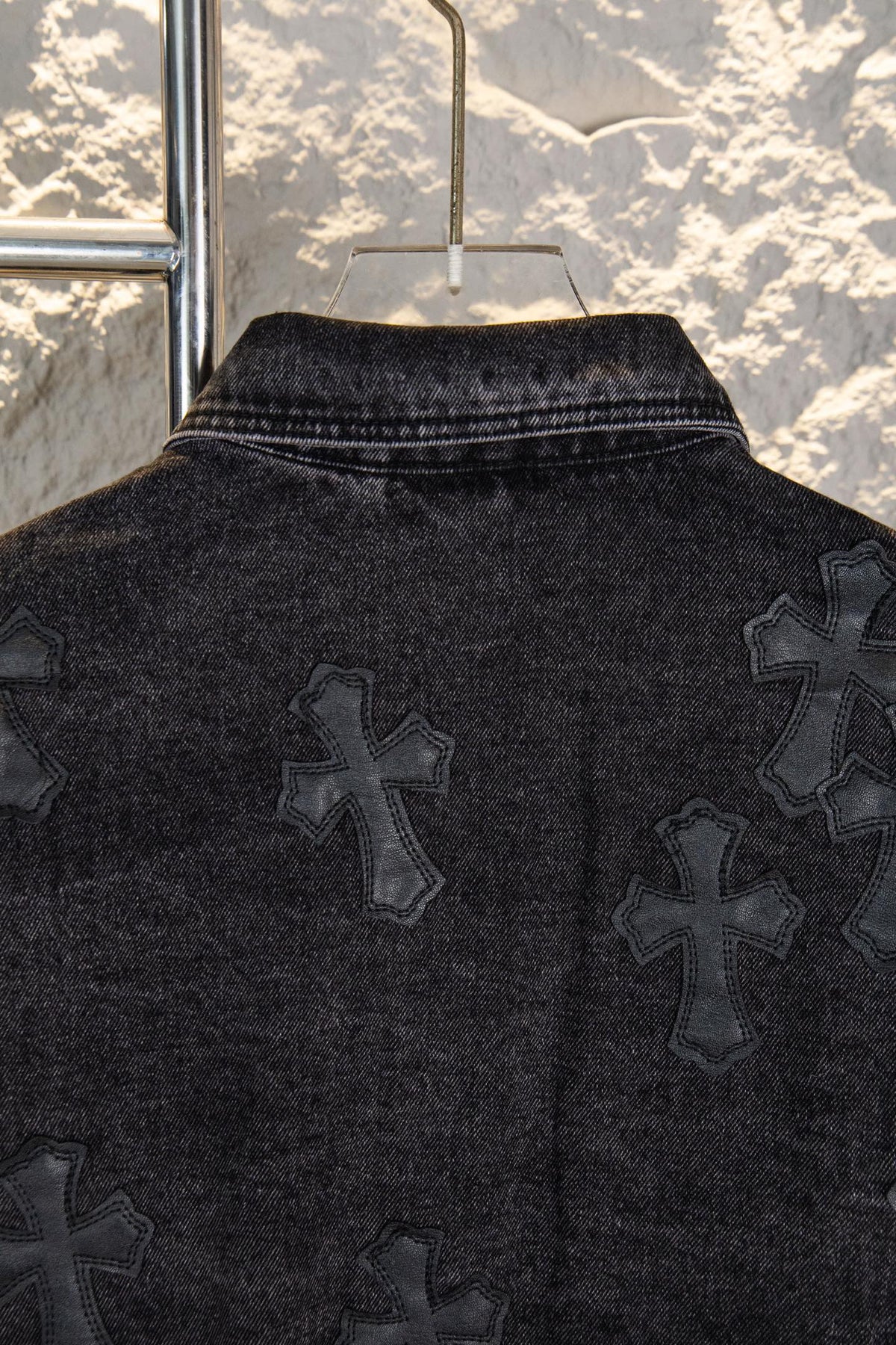 Chrome Hearts Cross Patch Denim Shirt Jacket – Washed Black