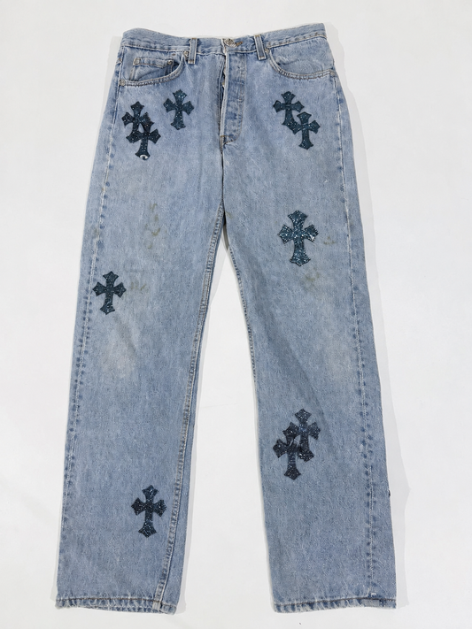 Chrome Hearts Custom Levi’s 501 Galaxy Patch Jeans – W33