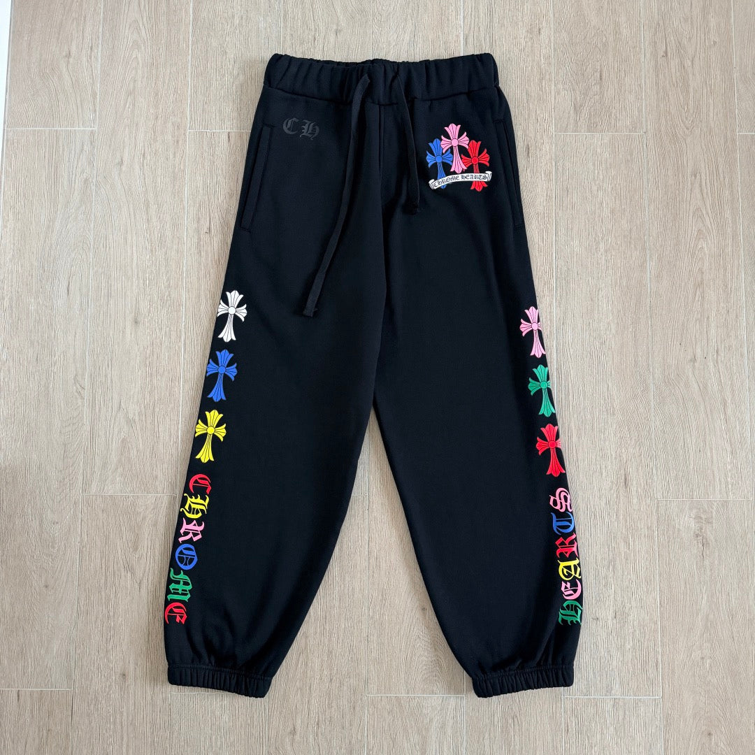 Chrome Hearts Multicolor Cross Sweatpants – Black
