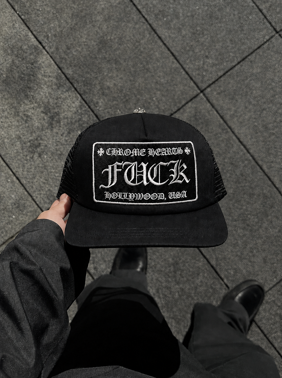 Chrome Hearts FUCK Hollywood Trucker Hat