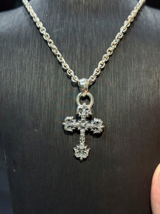 Chrome Hearts Small Filigree Cross Pendant + CH Pouch