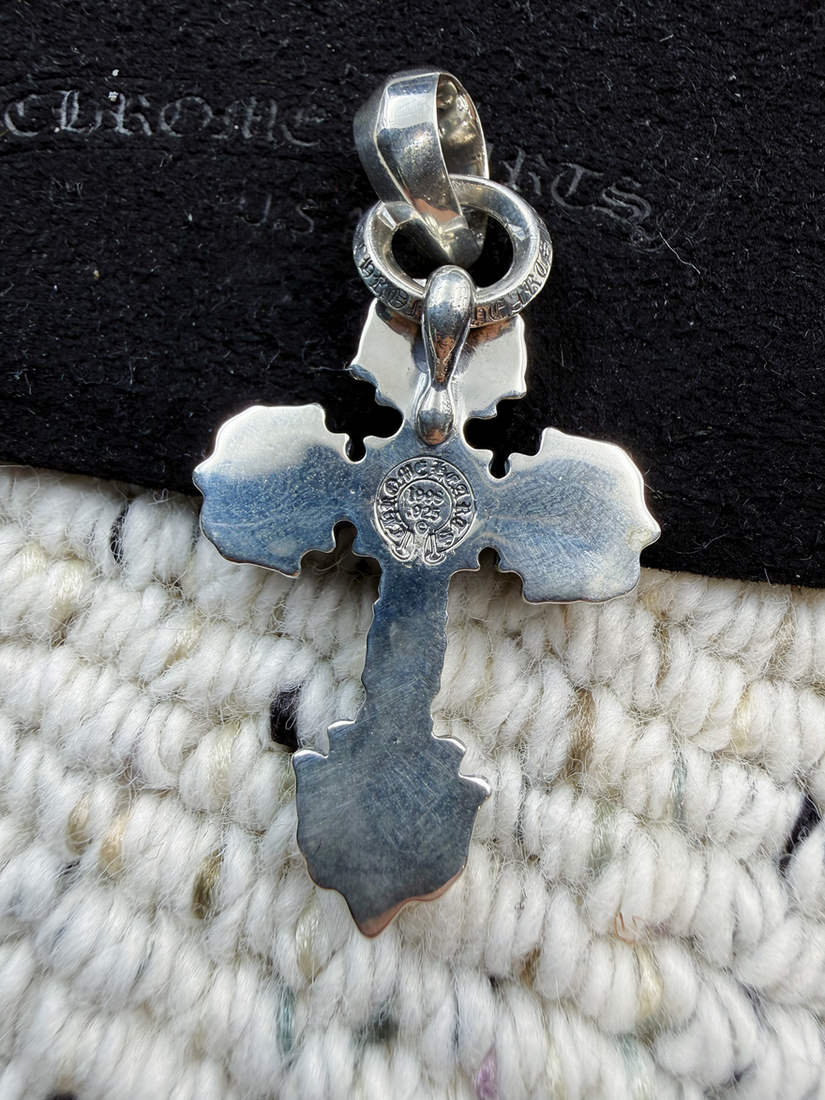 Chrome Hearts Small Filigree Cross Pendant + CH Pouch