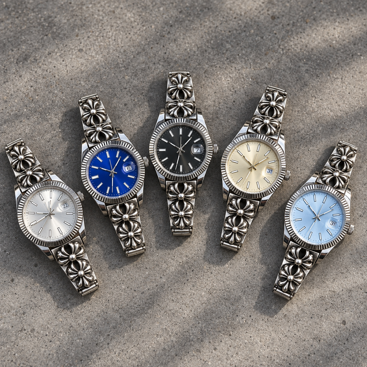 Vintage Floral Cross Bracelet Watch – 36mm Japanese Quartz