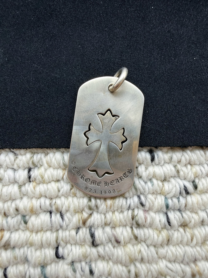 Chrome Hearts Cross Cut Out Dog Tag Pendant – .925 Sterling Silver